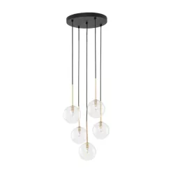   TK LIGHTING 5943 NILOS Többágú Függesztett Lámpa Fekete, Átlátszó, Arany G9 IP20