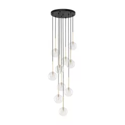   TK LIGHTING 5944 NILOS Többágú Függesztett Lámpa Fekete, Átlátszó, Arany G9 IP20