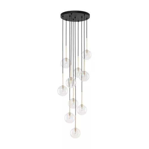TK LIGHTING 5944 NILOS Többágú Függesztett Lámpa Fekete, Átlátszó, Arany G9 IP20