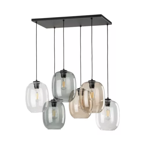 TK LIGHTING 5974 ELIO Többágú Függesztett Lámpa Barna, Fekete, Grafit, Átlátszó E27 IP20