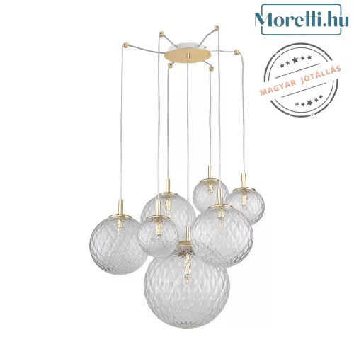 függesztett lámpa arany színű vázzal és üveg testtel beltéri használatra tklighting-4608 - moretti.hu