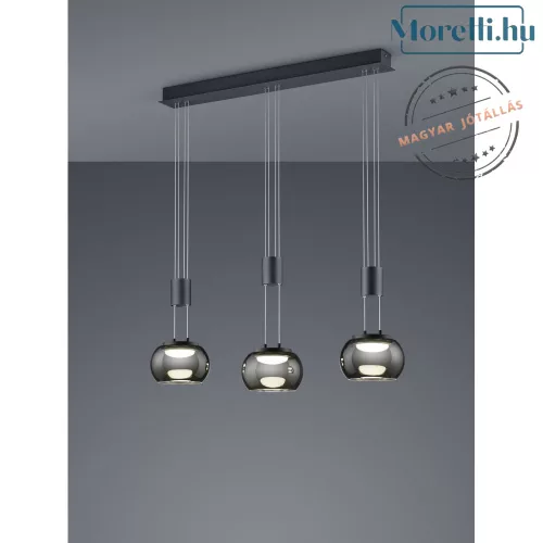 függesztett lámpa fekete színű vázzal és fém testtel beltéri használatra trio-342010332 - moretti.hu