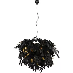   TRIO R10464032 LEAVY Glamour Függesztett Lámpa Fekete E14 IP20