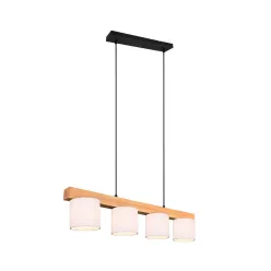   TRIO R30654001 CAMERON Többágú Függesztett Lámpa Fehér, Természetes Fa E14 IP20