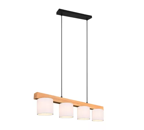 TRIO R30654001 CAMERON Többágú Függesztett Lámpa Fehér, Természetes Fa E14 IP20
