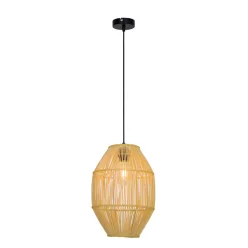 függesztett lámpa természetes színű vázzal és rattan testtel beltéri használatra viokef-4228400 - moretti.hu